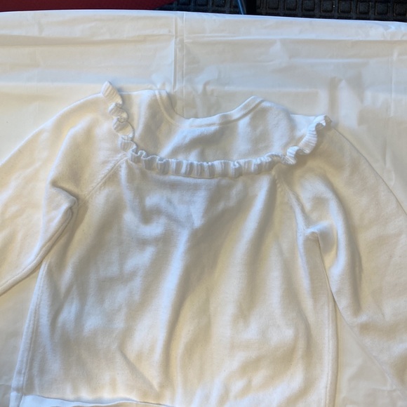 Darling little girls 5T white Cardigan sweater with Ruffles pink flower Gymboree - Picture 5 of 7